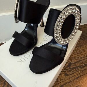 Manolo Blahnik Black Heels with Silver Accents